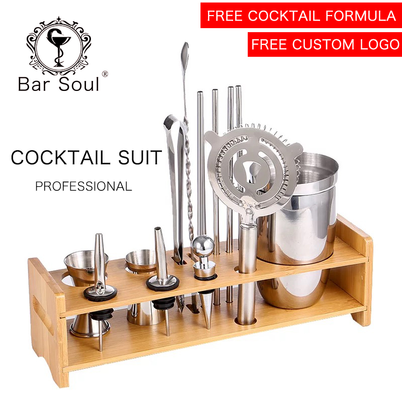 Bar Soul Cocktail Shaker Set Stainless Steel Bar Tools Bartender Tools Shaker Jigger Spoon Muddler Bartender Set