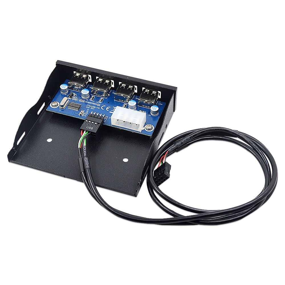 Chipal 4 portar usb 2.0 hubb usb 2.0 adapter pc frontpanel expansionsfäste med 10 stifts kabel för stationär 3.5 tum fdd floppy bay