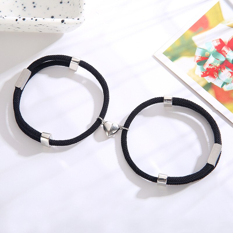 1 paar Magnetic Herz Paar Armbänder Seil Kette Edelstahl Charme Armbänder Für Frauen Männer Liebhaber Gepaart Schmuck