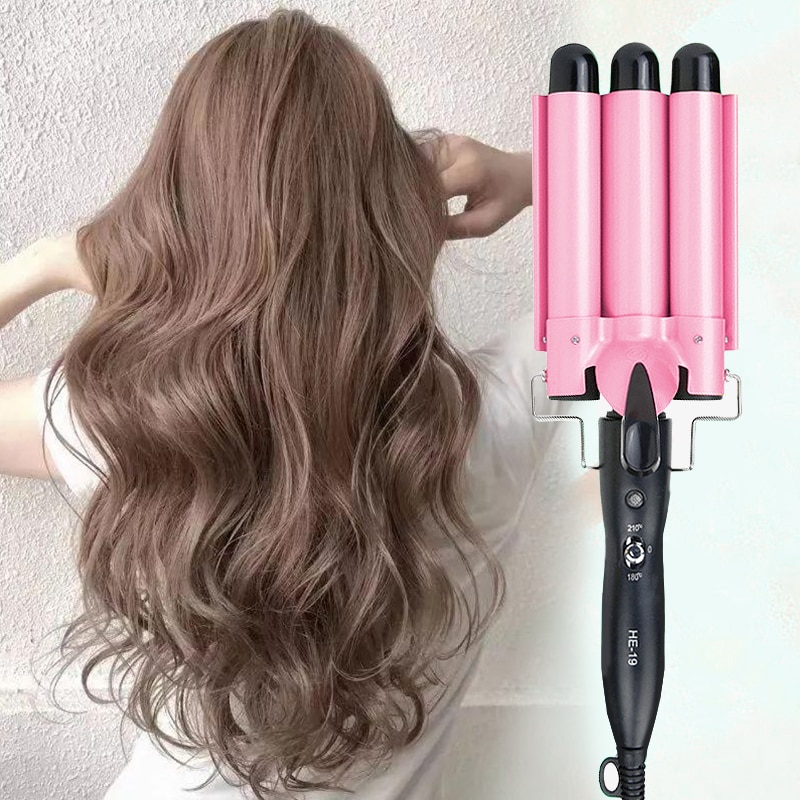 Pink Hair Curling Iron Ceramic Triple Barrel Hair Curler Irons Styling Tools Hair Styler Wand Automatic Perm Splint