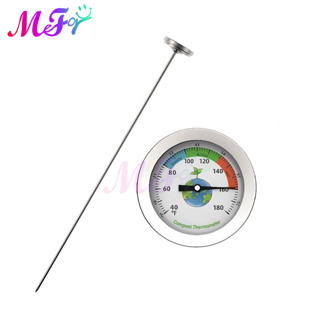 40 ~ 180f /10 ~ 76 ℃ jordgjødsel komposttermometer vanntett 500mm metall jordtemperaturmåler meter tester hjemmehage