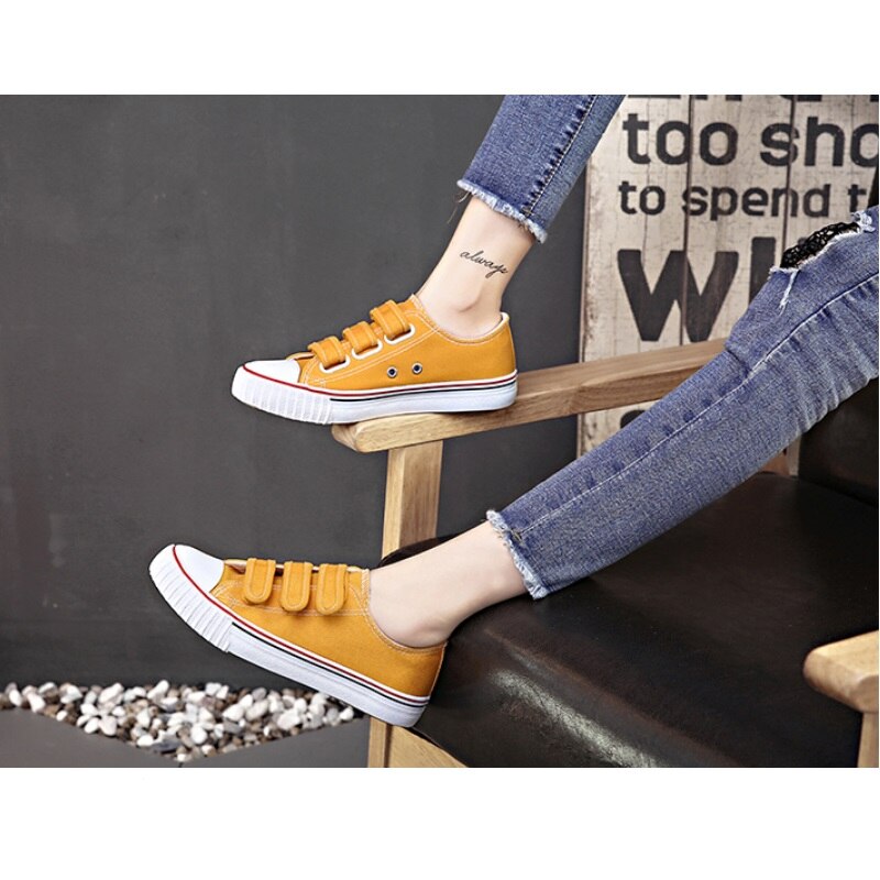 Canvas schoenen voor meisjes Lente Mode Sneakers Effen Naaien Vrouwen Denim Schoen Sapato Feminino Size 35-40 Vrouwen casual Schoenen: Yellow / 8
