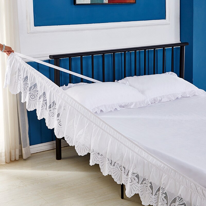 Lagen dekor dekoration blonder flæser ren farve seng nederdel elastisk løs seng forklæde seng nederdel dobbelt fuld queen king size seng dække