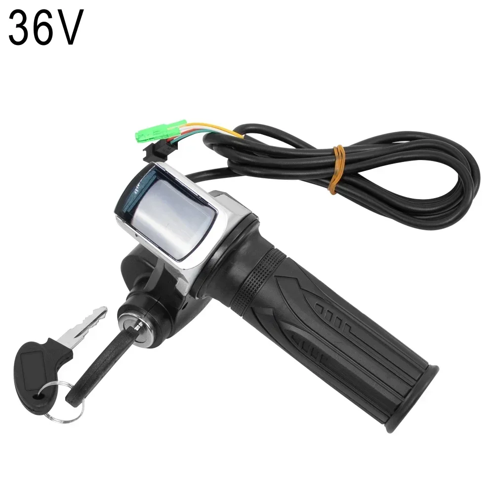 36v 48v 60v aperto do acelerador e-bike guiador com bloqueio ebike bicicleta elétrica scooter acelerador indicador de energia chave display led: Cinza claro