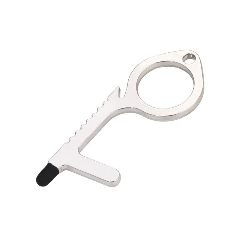Edc Antibacterial Door Handle Anti-epidemic Key Chain Anti-contact Tool To Open The Door Press Elevator Protective Portable Door: white 1