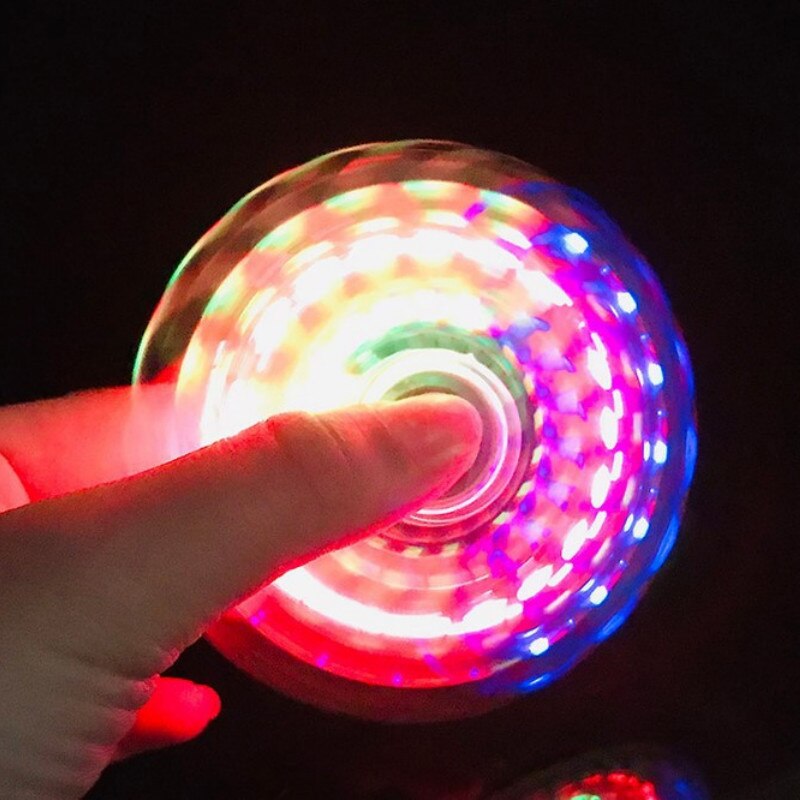 18 Multi-Styling Lichtgevende Fidget Spinner Led Flash Light Transparant Plating Hand Spinners Glow In Donker Licht Stress Relief speelgoed