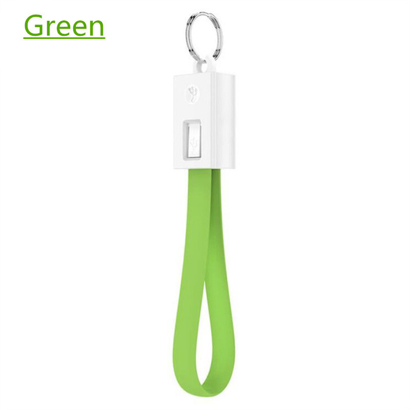 Keychain Micro USB Type C Cable Fast Charger Small Cable For iphone Sumsang Key Chain USBC Short Cabel Mini Cables East to Carry: Green / 20CM For iPhone