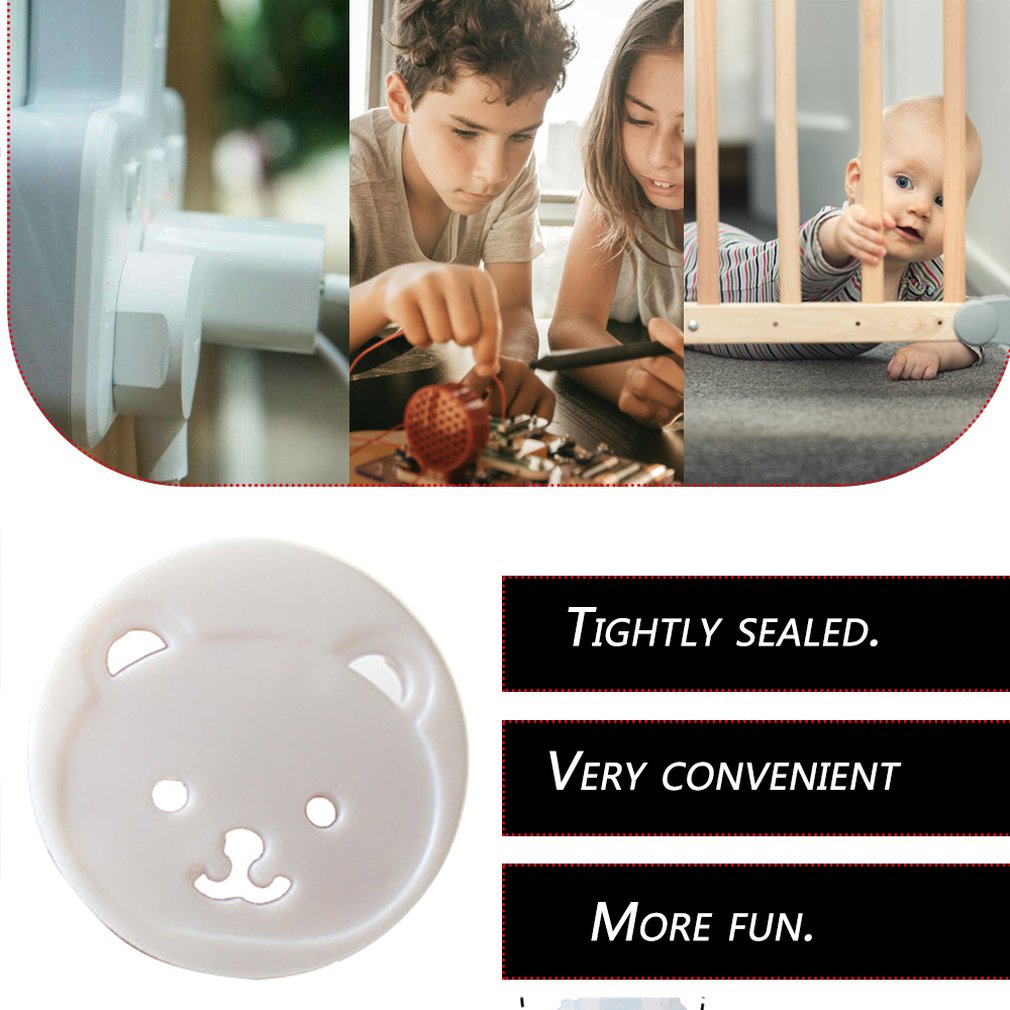 Enchufe europeo niños oso dibujos animados redondo grueso cubierta del zócalo del bebé Anti-choque eléctrico cubierta de protección