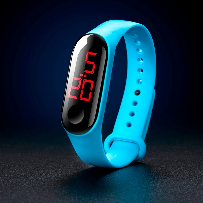Deep 50M-relojes electrónicos deportivos luminosas para hombre y mujer, relojes de pulsera digitales F1211, LED rojo, resistente al agua: C