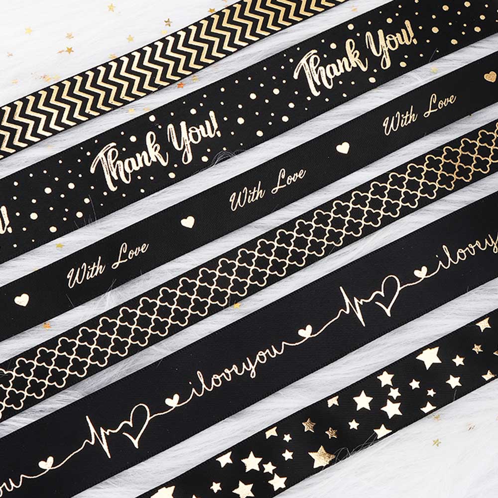 Cinta dorada negra de 2 yardas, embalaje de caja de para amantes, boda, evento, , Navidad, bricolaje, decoración de ramo de pastel de lazo hecho a mano