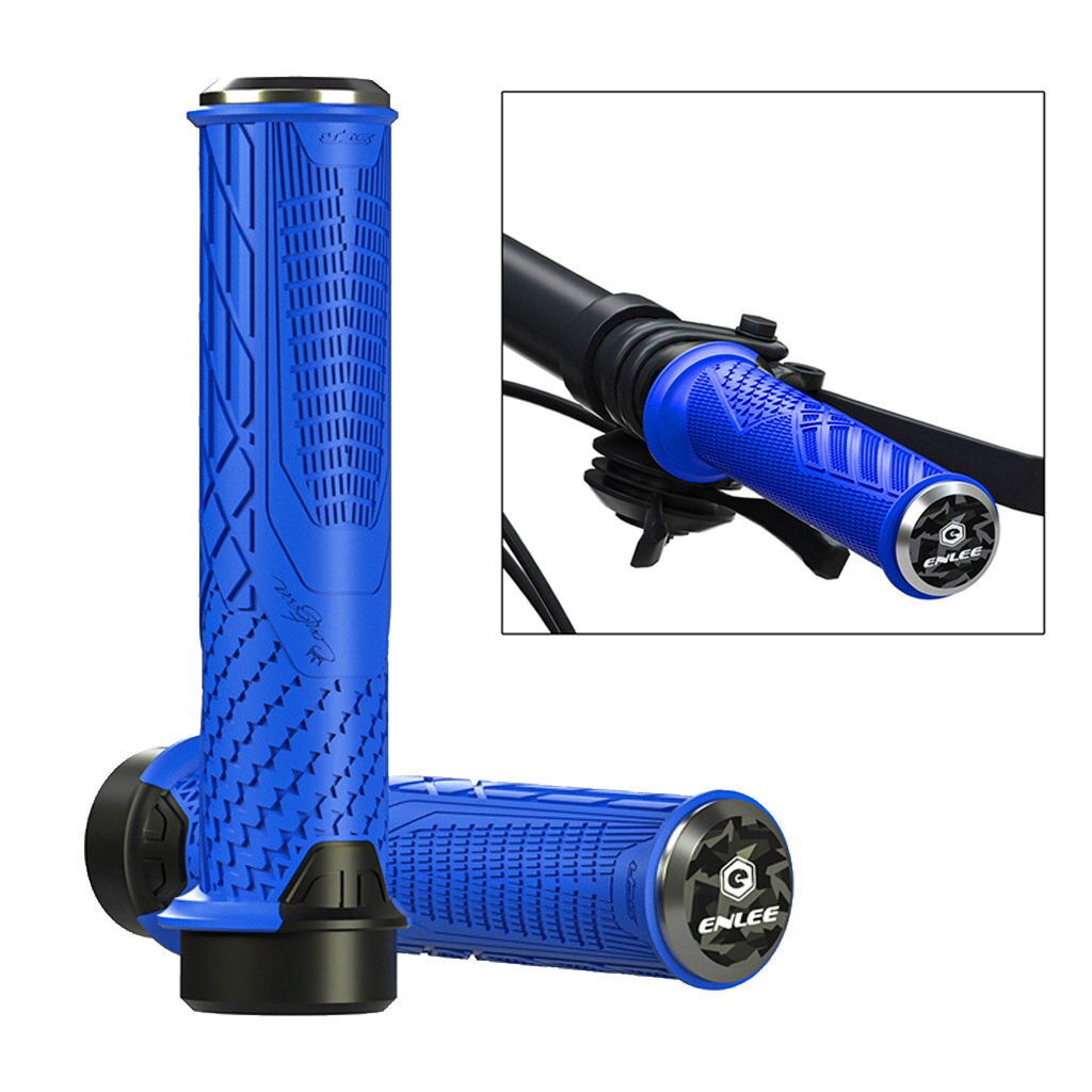 Poignées de guidon de vélo en caoutchouc, 1 paire, poignées de vélo Anti-souple, verrouillage, guidon de cyclisme ultraléger: Blue