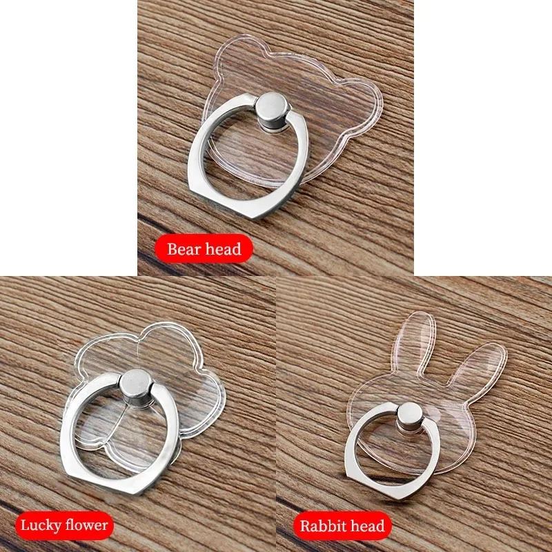 Transparent Cell Phone Ring Holder Stand 360° Degree Rotation Clear Finger Grip Kickstand Compatible iPhones or Phone Case: Silver
