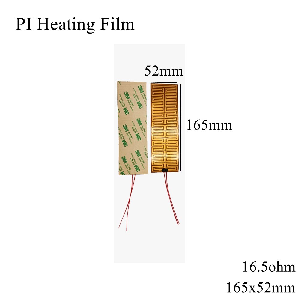 150X10Mm 5V 12V 24V 110V 220V Pi Verwarming Film Polyimide Adhesive Elektrische heater Plaat Panel Pad Mat Brandstof Folie Olie Motor Tank: 165x52mm