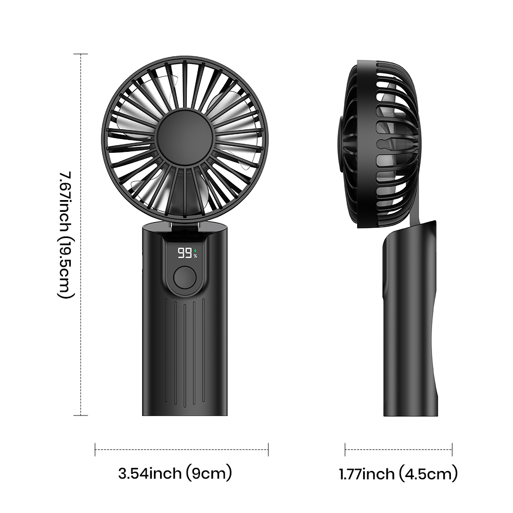 Topk 5000Mah Mini Draagbare Ventilator Usb Oplaadbare Draagbare Ventilator, Kleine Zakventilator 3 Snelheden Met Lanyard & Basis, Usb Bureauventilator Opvouwbaar