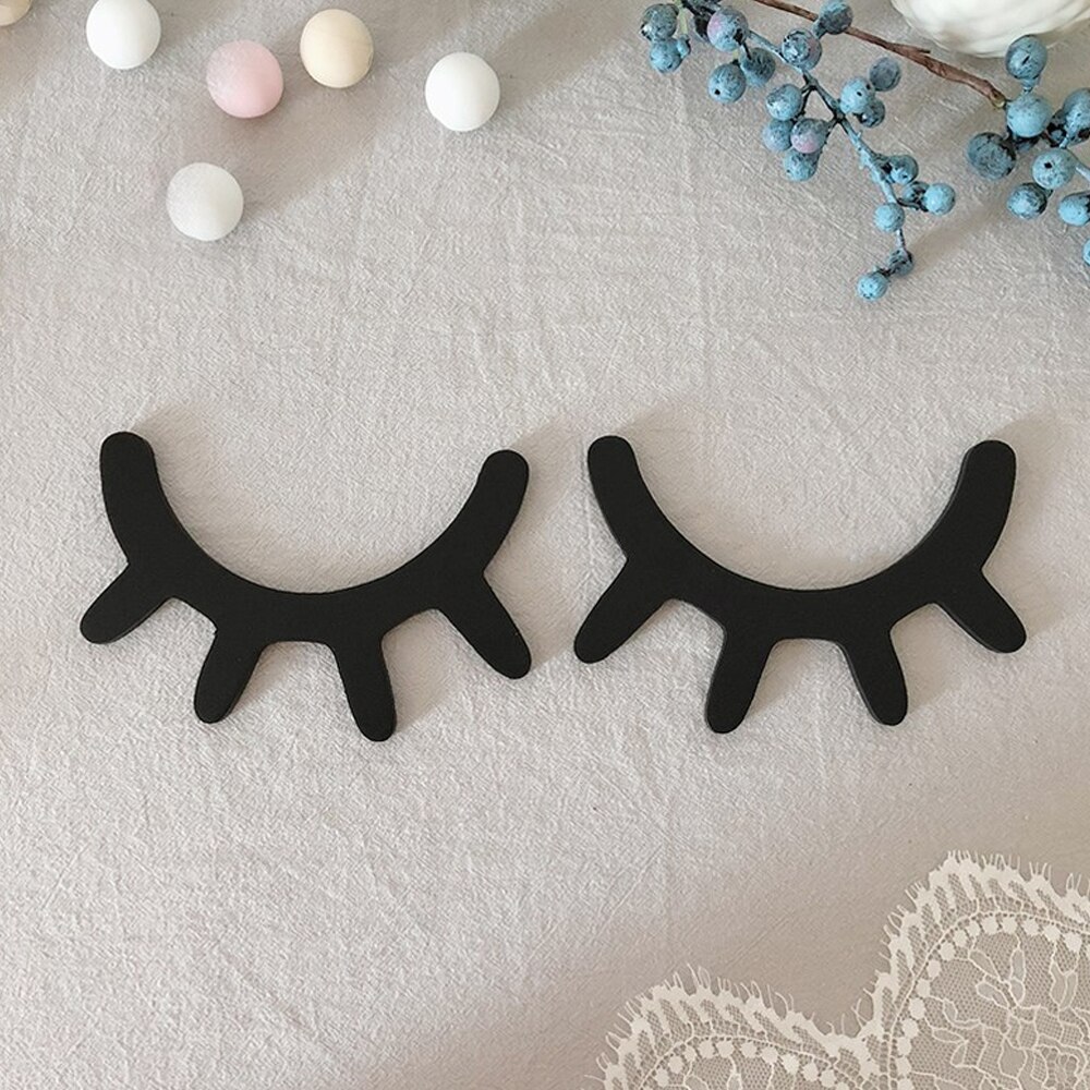 Een Paar Nordic Stijl 3D Wimpers Houten Wimper Muurstickers Kinderen Babykamer Achtergrond Muurstickers Home Decoratieve