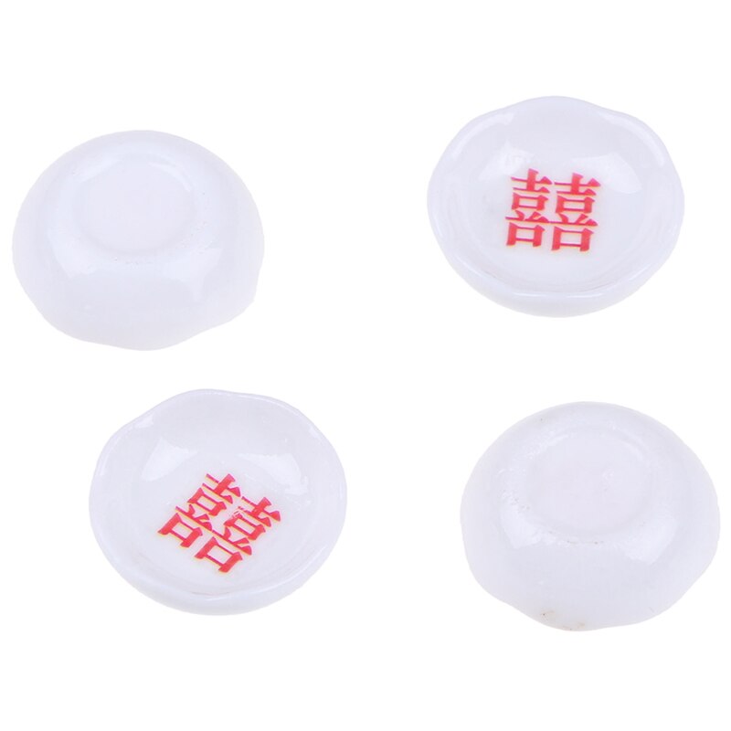 4 stücke Weißen schüsseln Mini Puppe Haus Miniatur Reis Schalen Geschirr Geschirr für Lebensmittel freundlicher vorgeben Spielen Puppe zubehör