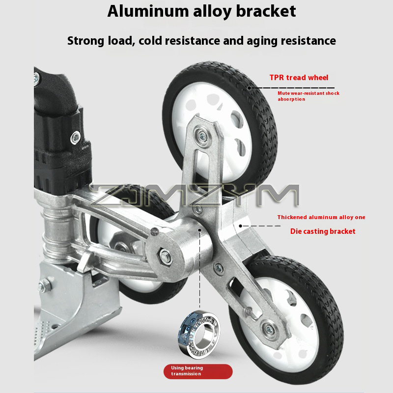 Sammenleggbar Trappevogn med Hjul - Aluminium 75KG - Lett og Bærbar