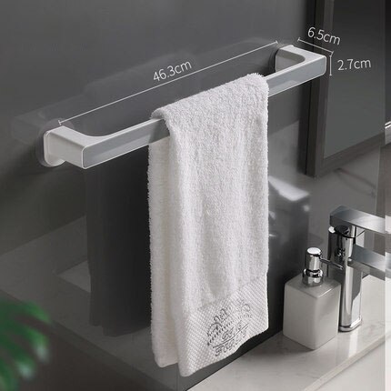 Selvklebende sugekopp håndkleholder dårlig kjøkkenhåndkleholder porte torchon mat handtuchhalter badkamer organizer: Langt sølv