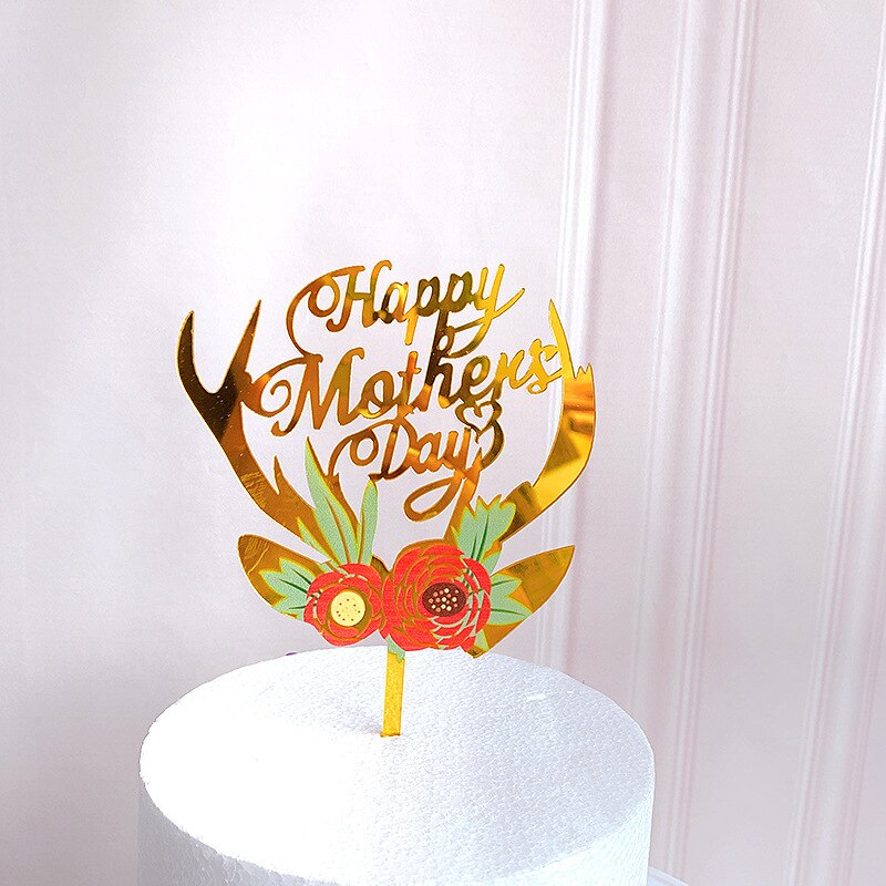 Akryl Guld Tårtdekoration Blommor - Födelsedag Dessert Dekoration för Babyshower Bakning