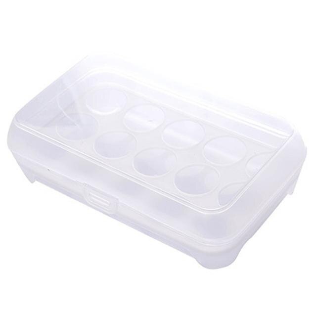 Refrigerator Storage Box Crisper Single Layer Refrigerator Food 15 Eggs Airtight Storage Container Plastic Box: White