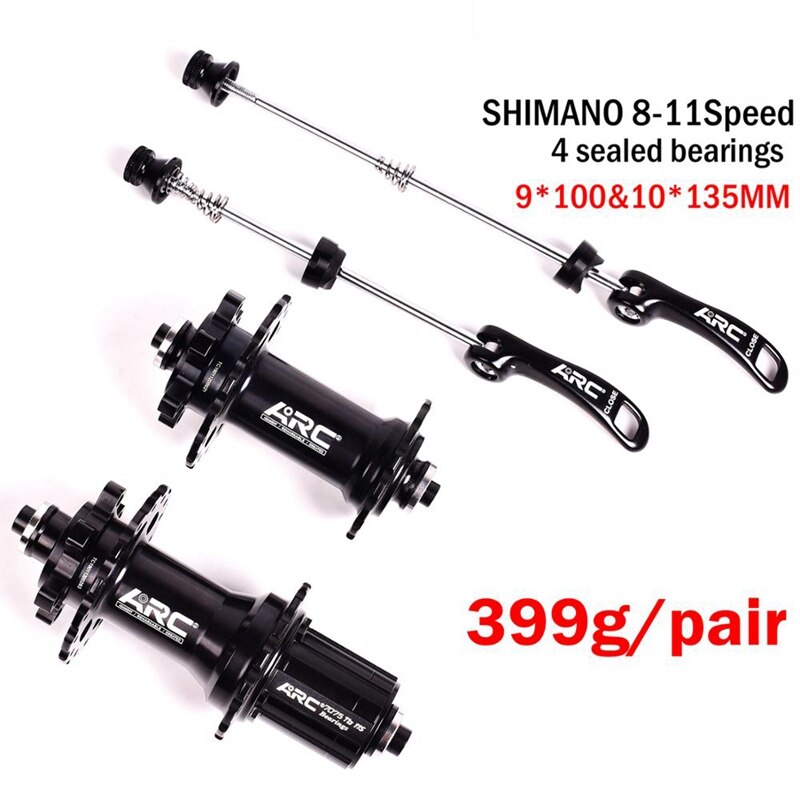 Arc MT006 Fiets Hubs Sealed Bearing 4 Lagers 4 Pallen Qr 100X9 135X10MM Set Mtb Mountainbike Hub 32 Gaten schijfrem Zwart