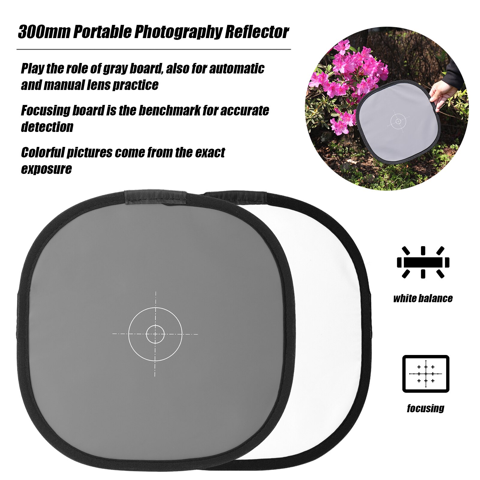 300mm Tragbare Fotografie Reflektor Grau und Weiß Gleichgewicht Karte Fotografische Weißabgleich Fokus-Bord Fotografie Zubehör
