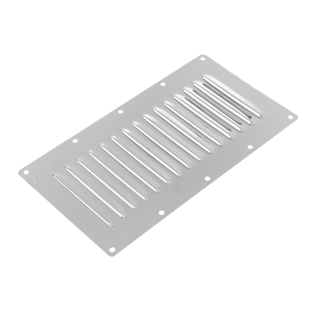 Stainless Steel 9 x 5 inch Air Hose Thru Venting Panel - Rectangular Louvered Vent Cover Grille for Marine Yacht RV Caravan