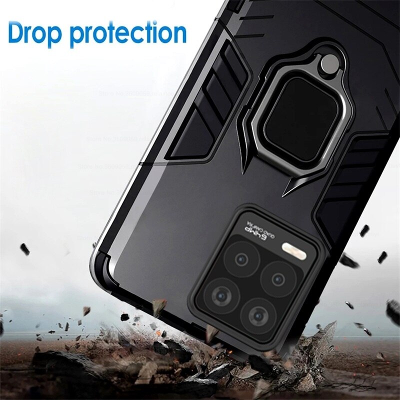 Pc Hard Armor Shockproof Bumper Coque Voor Realmi Realmy Relme Realme 8 Realme8 Pro Case Covers Magnetische Houder Beschermende Ring