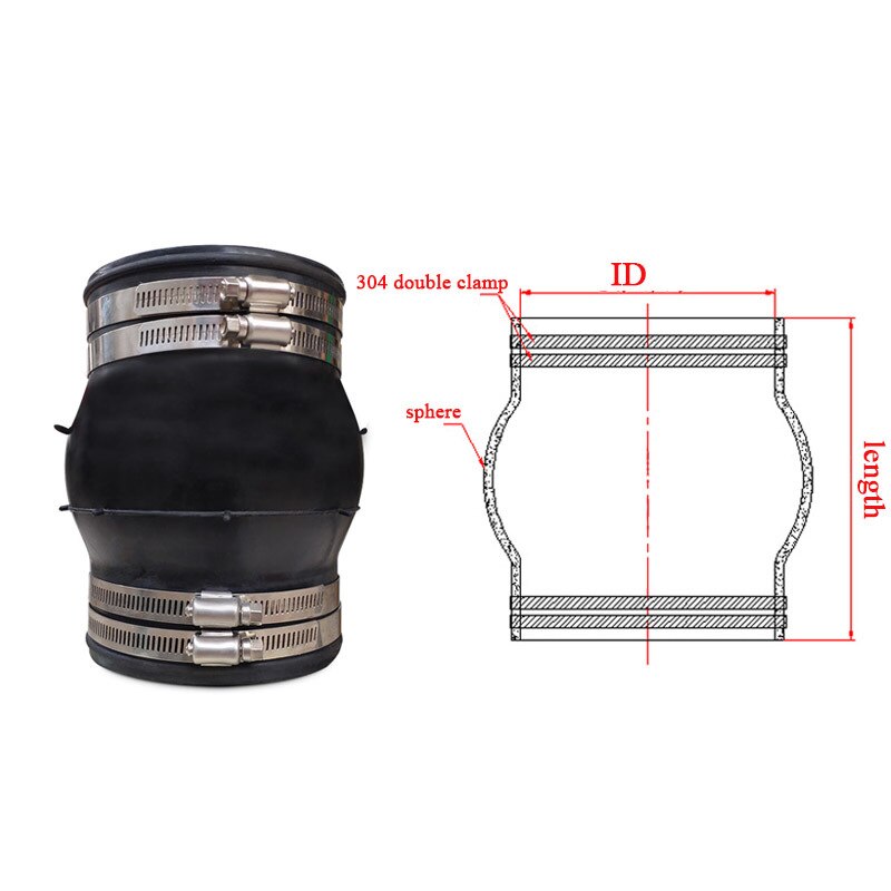 Flexible rubber pipe joint rubber joint pipe for pipe hose clamp stainless steel pipe clamp rubber hose pipe joint DN25-DN125