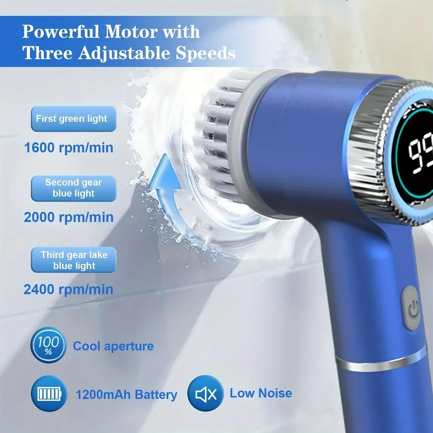 6in1 Electric Cleaning Brush Multifunctional Kitchen Bathroom Toilet Portable Powerful Clean Brush LED Display
