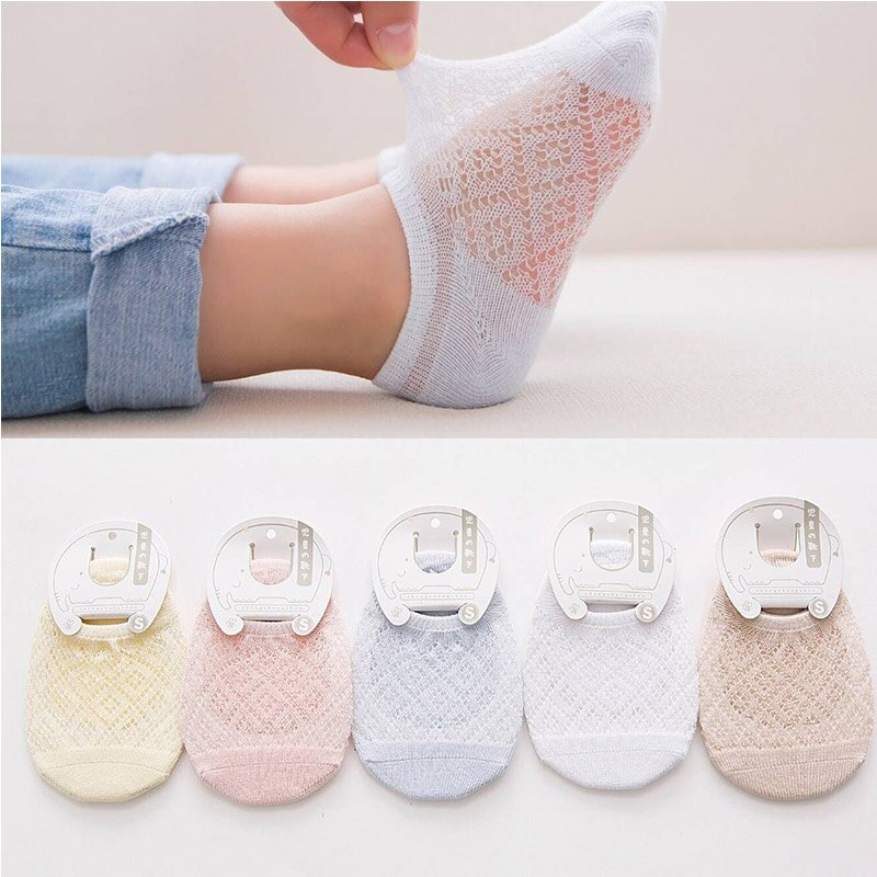 5 pares meias de bebê verão malha fina bebê menino menina meias algodão respirável crianças shory meias: style2