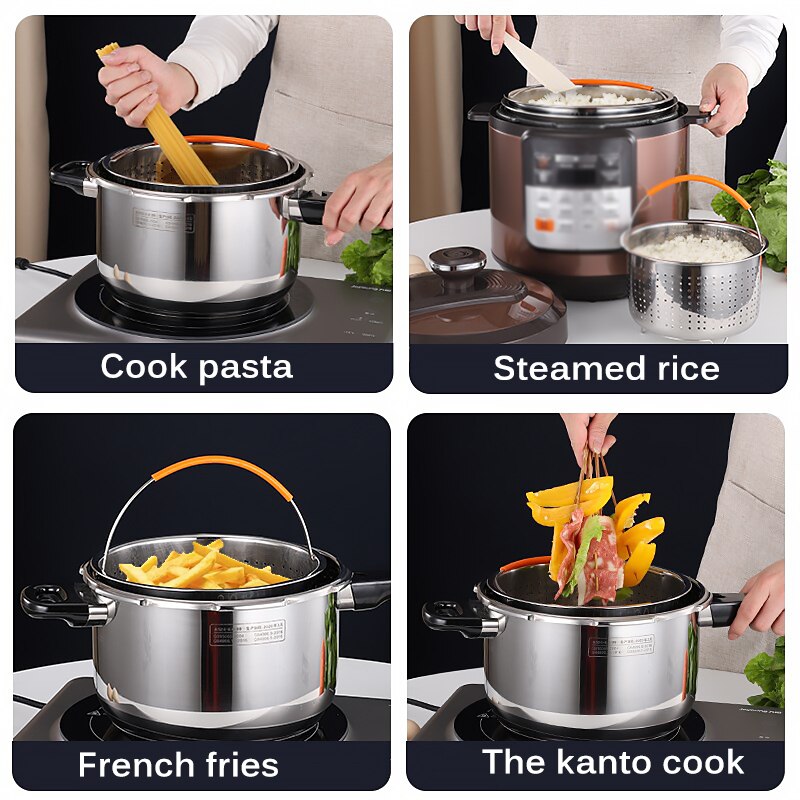 Stainless Steel Vegetable Steamer, Fish Rice With Silicone Handle, Vegetable And Fruit Eggs, Eight Quarts