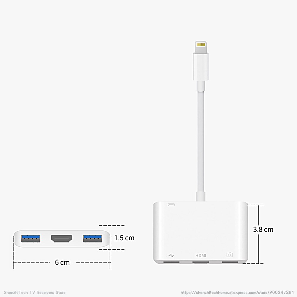 MiraScreen LC05 4 in 1 1080P Docking Station Charging Hub for iPhone iPad iPod Lightning Adapter HDMI-Compatible with 2xUSB 3.0