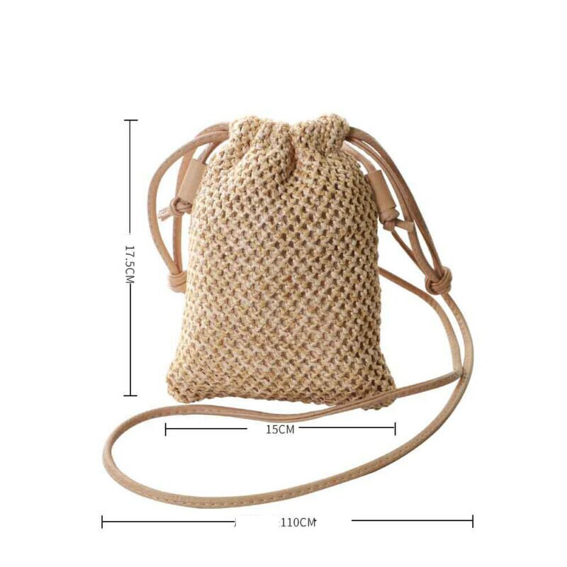 Messenger taske sommer halmvævet taske beach style crossbody taske skuldertaske