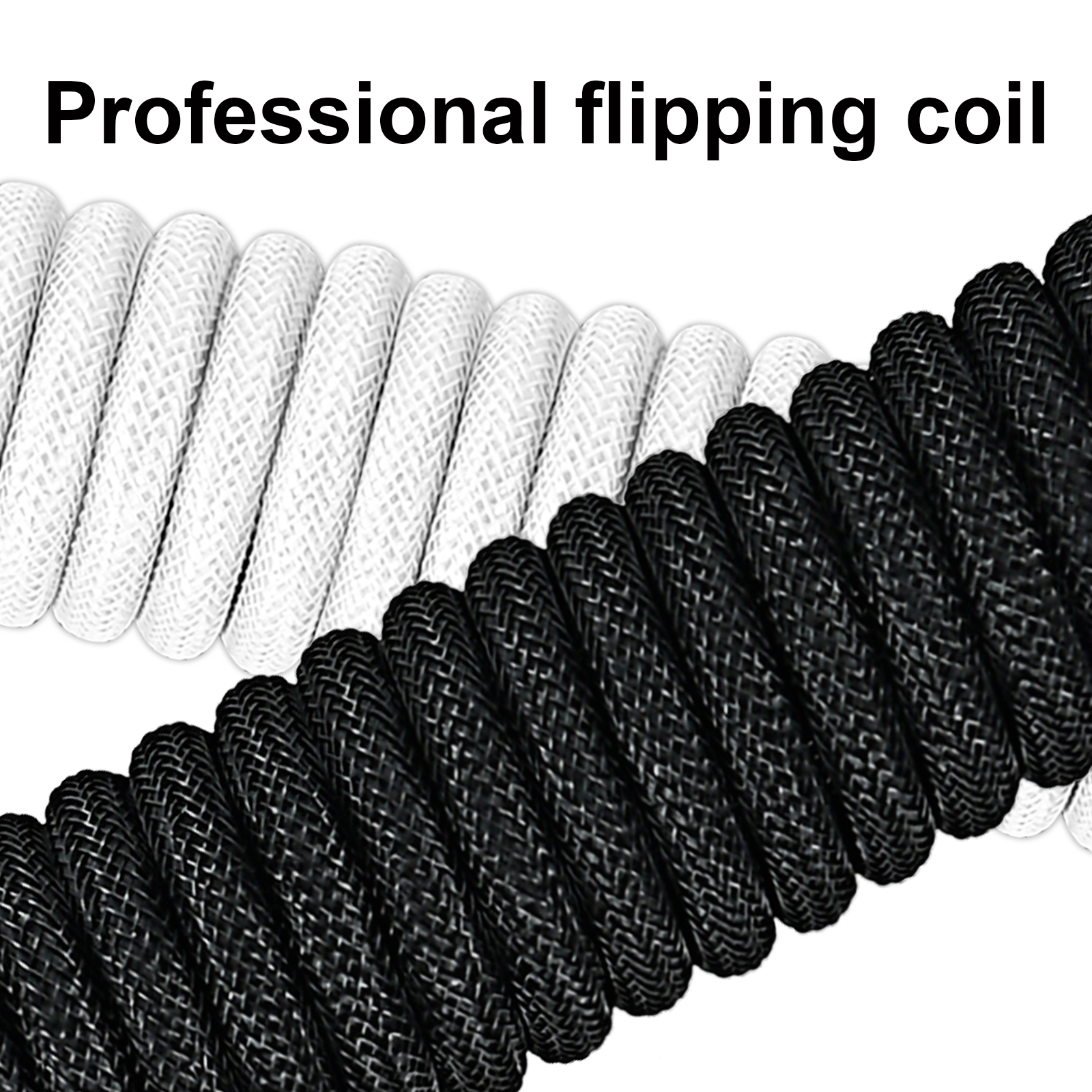 Cavo A Spirale USB-C Per Tastiera Meccanica Gaming – Connettore Aviatore Staccabile, Guaina Intrecciata – Personalizzabile (Nero Cachi)