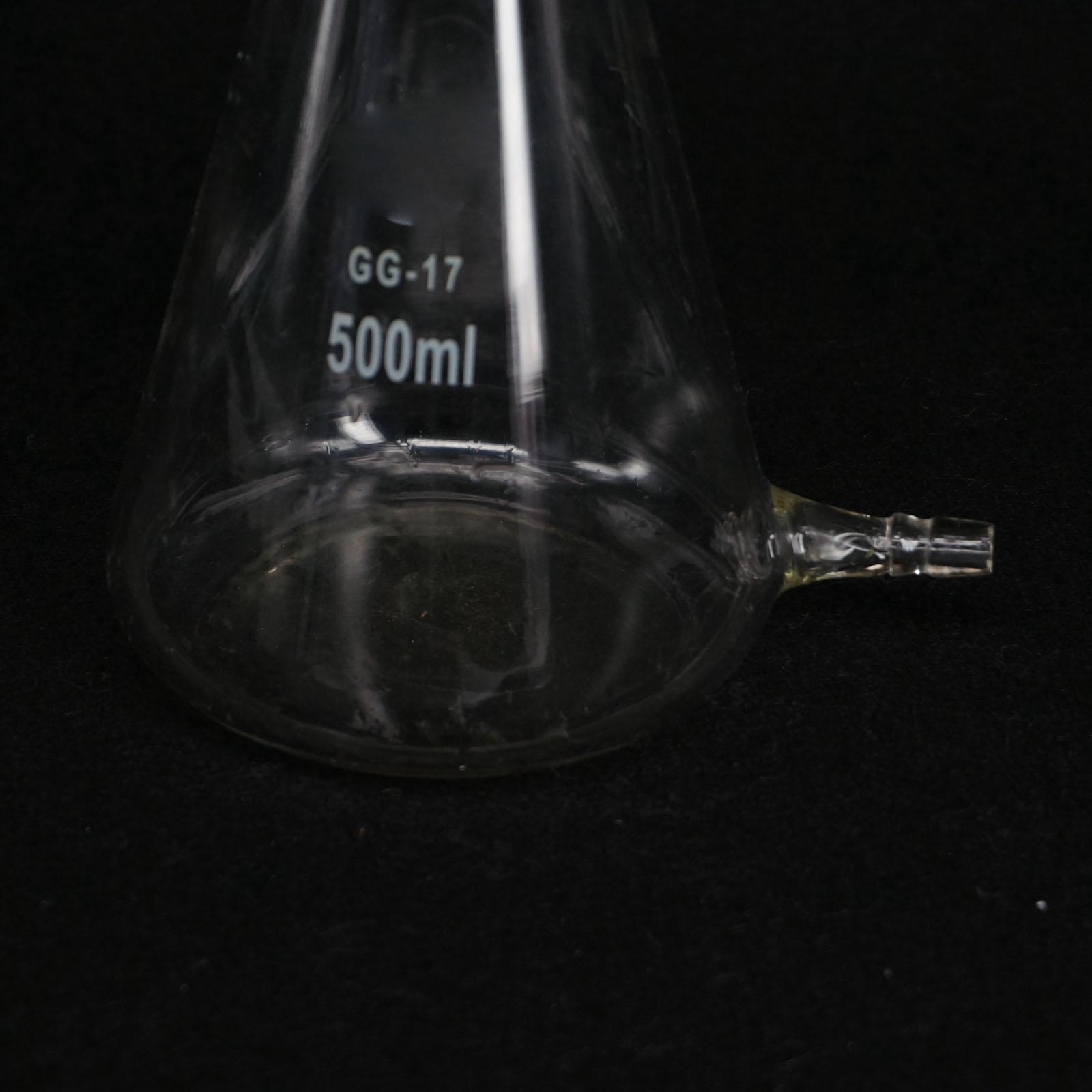 500ml Glass Filtering Flask Lab Bottle With Double 10mm Hose Vacuum Adapter