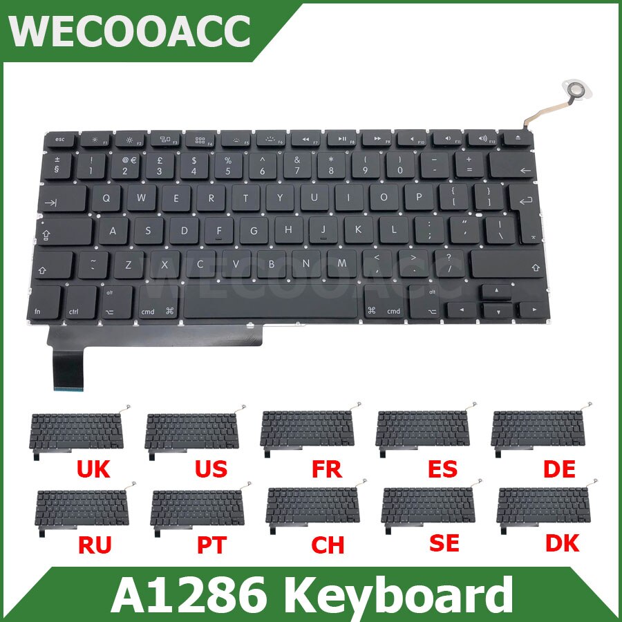 Laptop nowa klawiatura A1286 dla Macbook Pro 15 &quot;A1286 wymiana klawiatury UK US FR ES PT RU DE CH HU układ 2009 2010 2011 2012