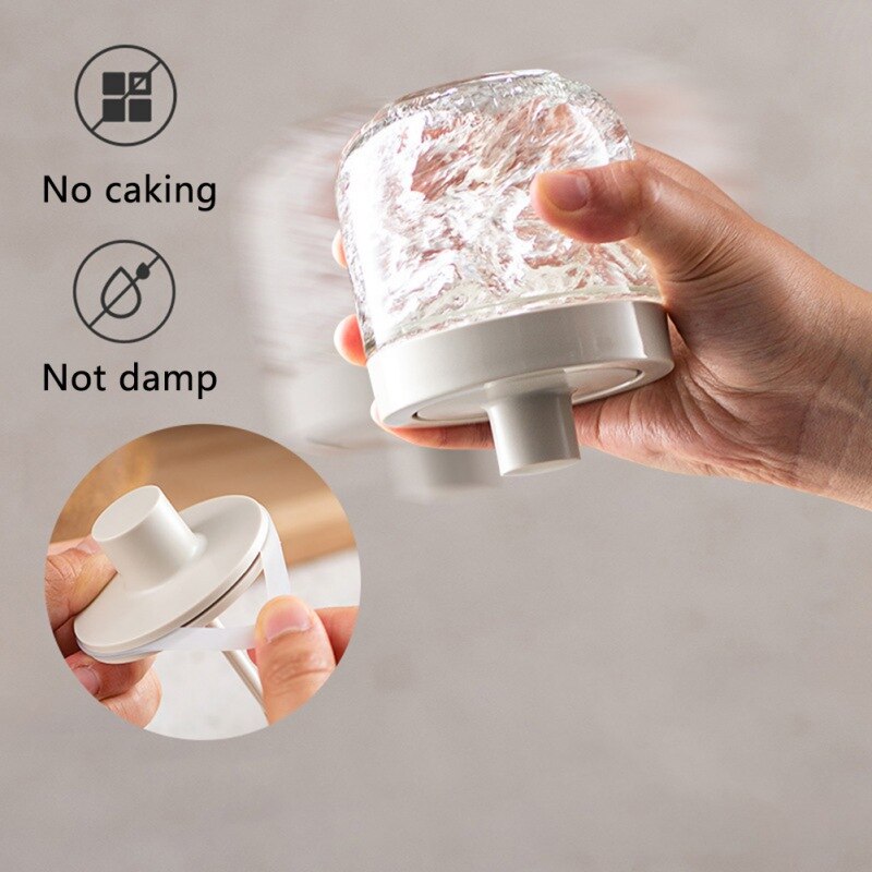 Bote de almacenamiento de sal y azúcar para el hogar, cubierta creativa de cuchara, tanque de condimentos integrado, caja de saborizante de vidrio para cocina, independiente