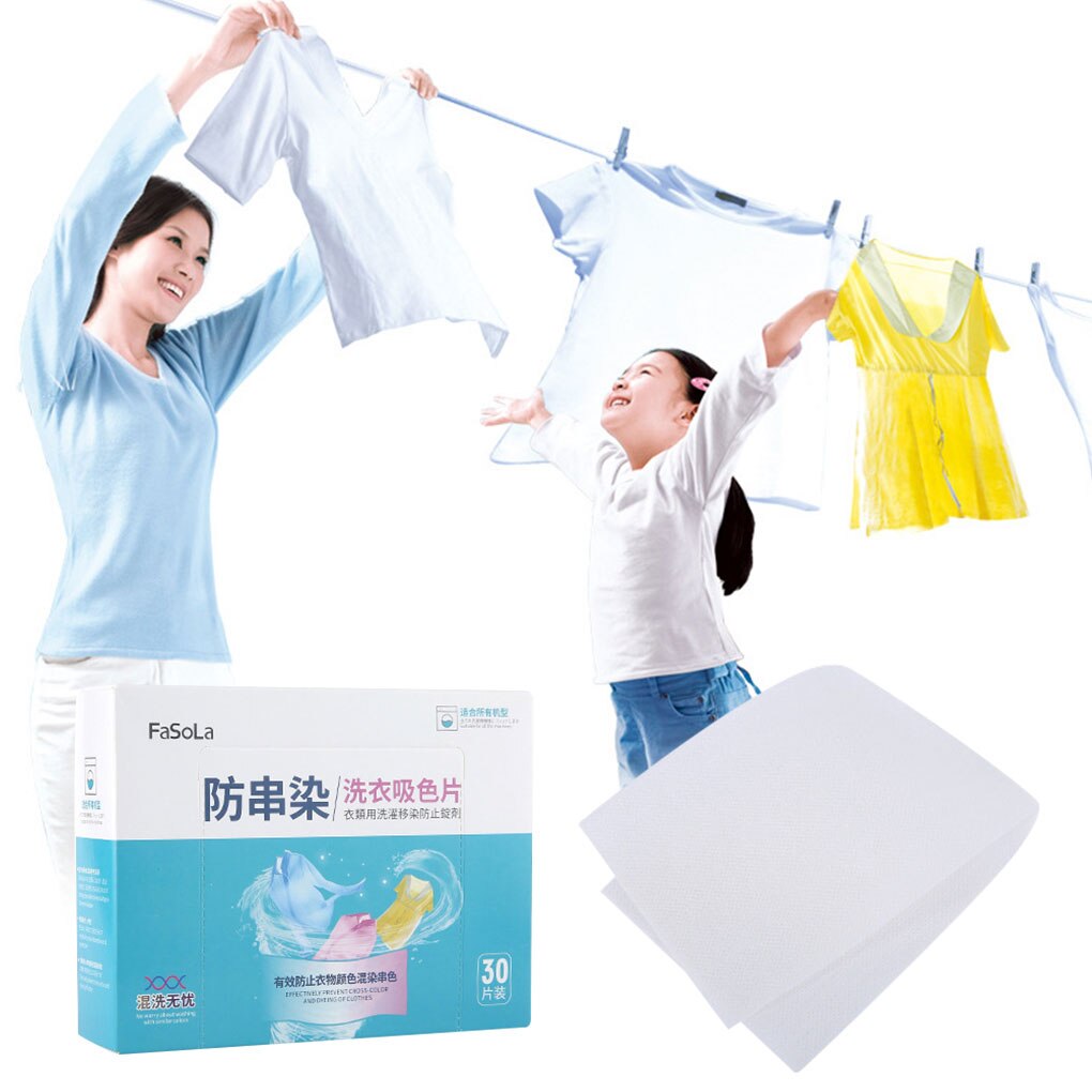 30pcs Washing Machine Anti-dye Laundry Papers Dyeing Proof Clothes Pants Color Absorption Sheet