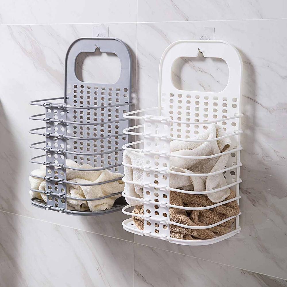 Foldable Laundry Basket Plastic Wall Dirty Clothing Storage Basket Home Portable Large Laundry Hamper Home Organizer Space Save