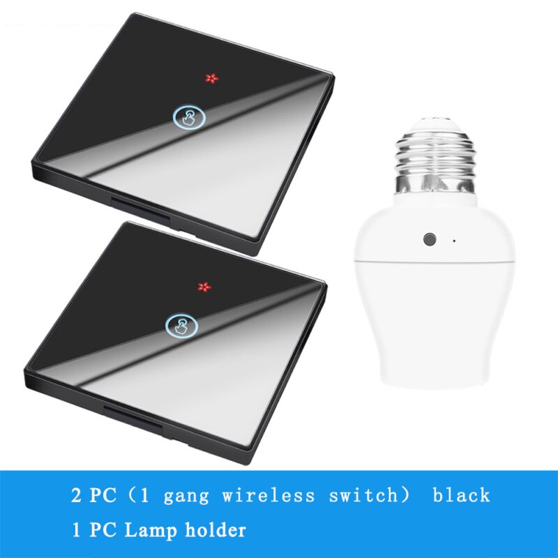 SMATRUL E26 E27 Lamp Holder Bulb Smart Switch Light Touch Wireless 1/2/3 Gang 433Mhz RF Remote Control Wall Panel Home 110V 220V: 02