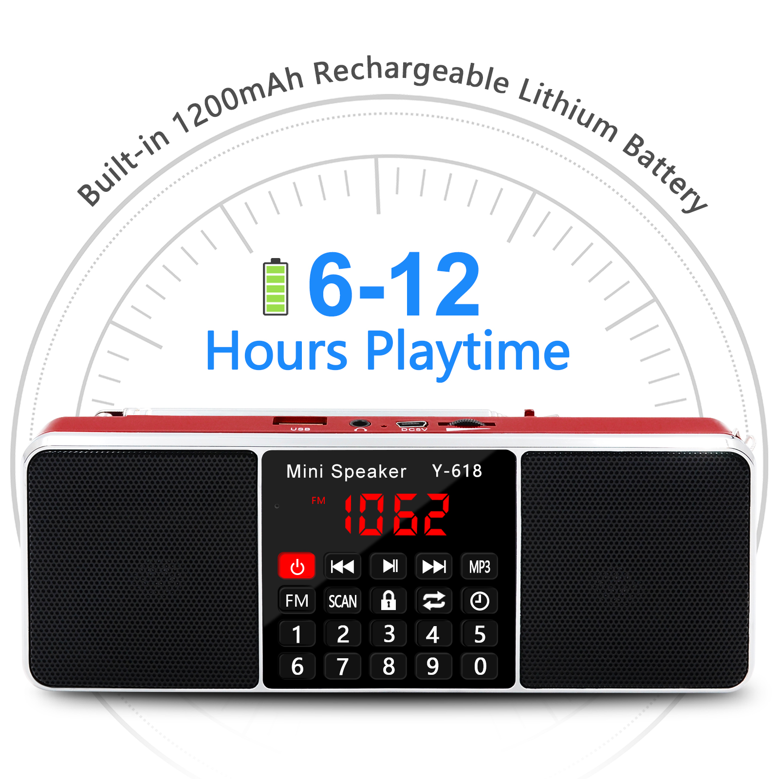 Lefon Radio cyfrowe FM Podwójny głośnik Stereo Surround Odtwarzacz audio MP3 Obsługa karty TF Funkcja wyłączania czasu dla domu i na zewnątrz