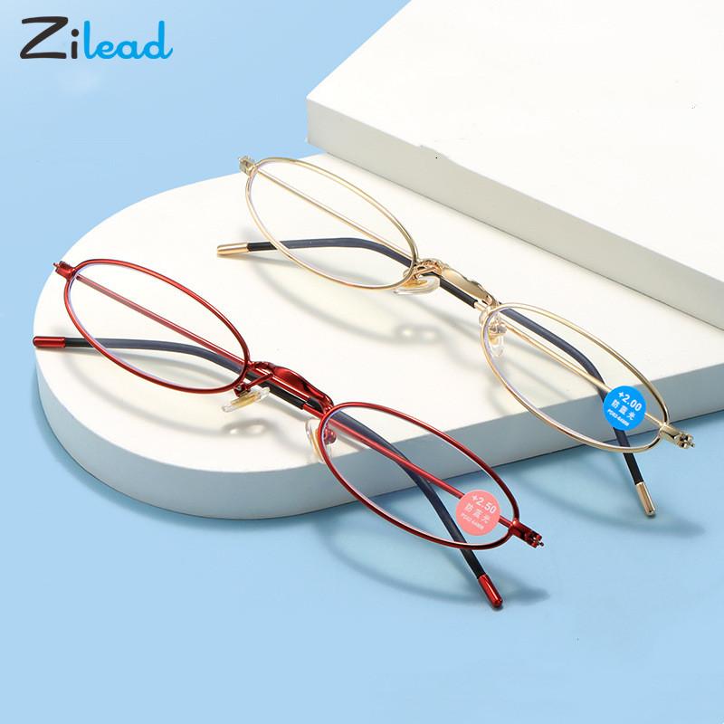 Zilead, gafas de lectura de Metal con montura ovalada pequeña, gafas de lectura antiluz azul para hombres y mujeres, gafas ultraligeras para presbicia, Unisex