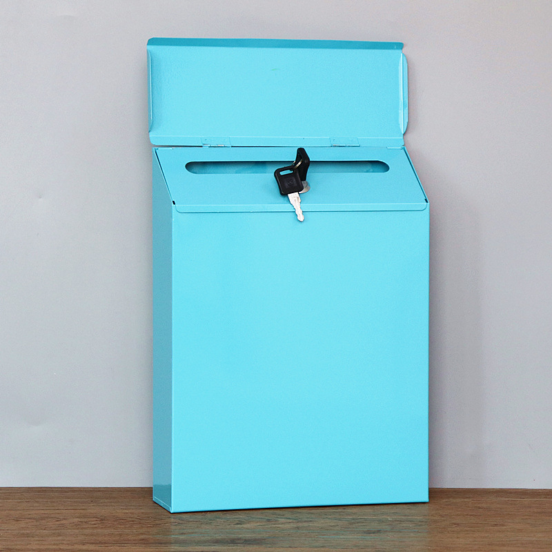 Waterdichte Outdoor Metalen Post Box Brief Mailbox Wall Mounted Afsluitbare 2 Toetsen Mail Box: Blue Blank