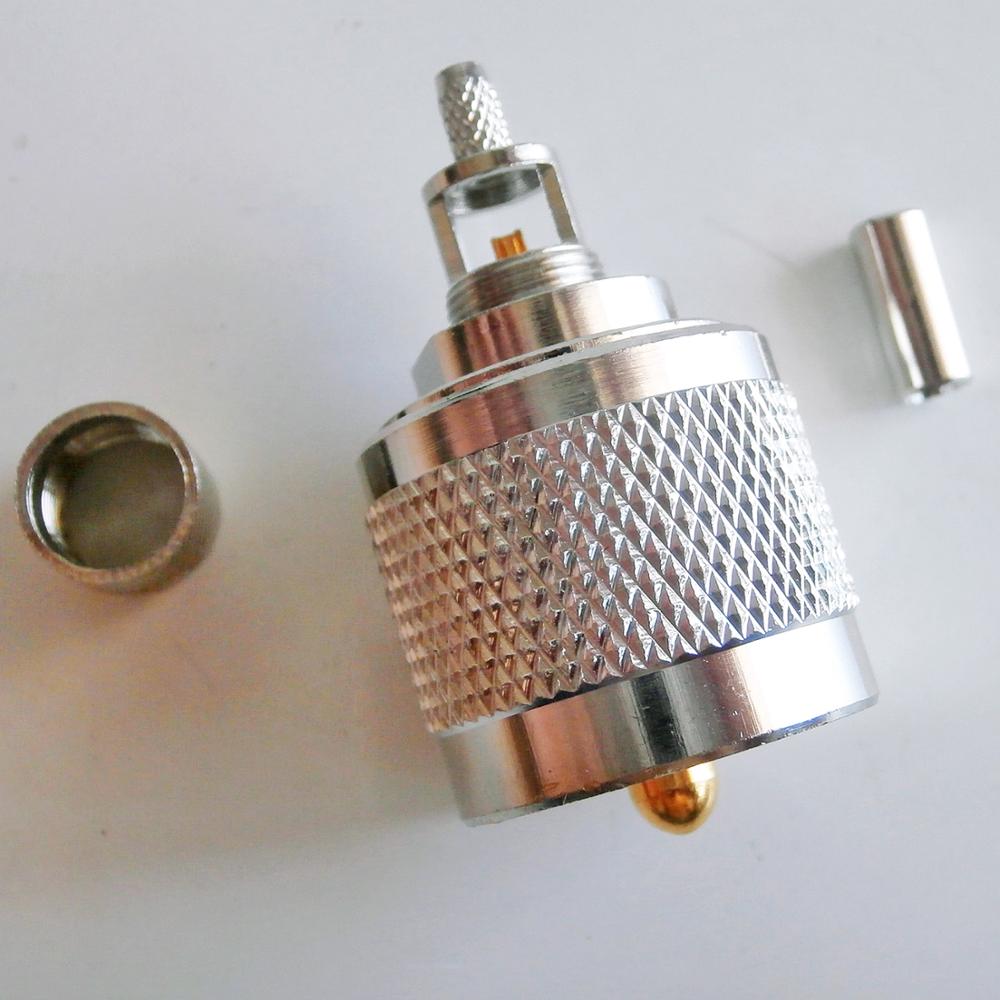 Connector Socket PL259 SO239 PL-259 So-239 Uhf Mannelijke Venster Krimp Voor RG316 RG174 RG179 LMR100 Kabel Messing Rf coaxiale Adapters