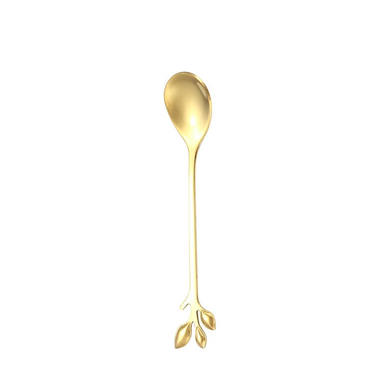 5pcs Stainless Steel Spoon Branch Leaves Spoon Fork Coffee Spoon Christmas Kitchen Accessories Tableware Decoration