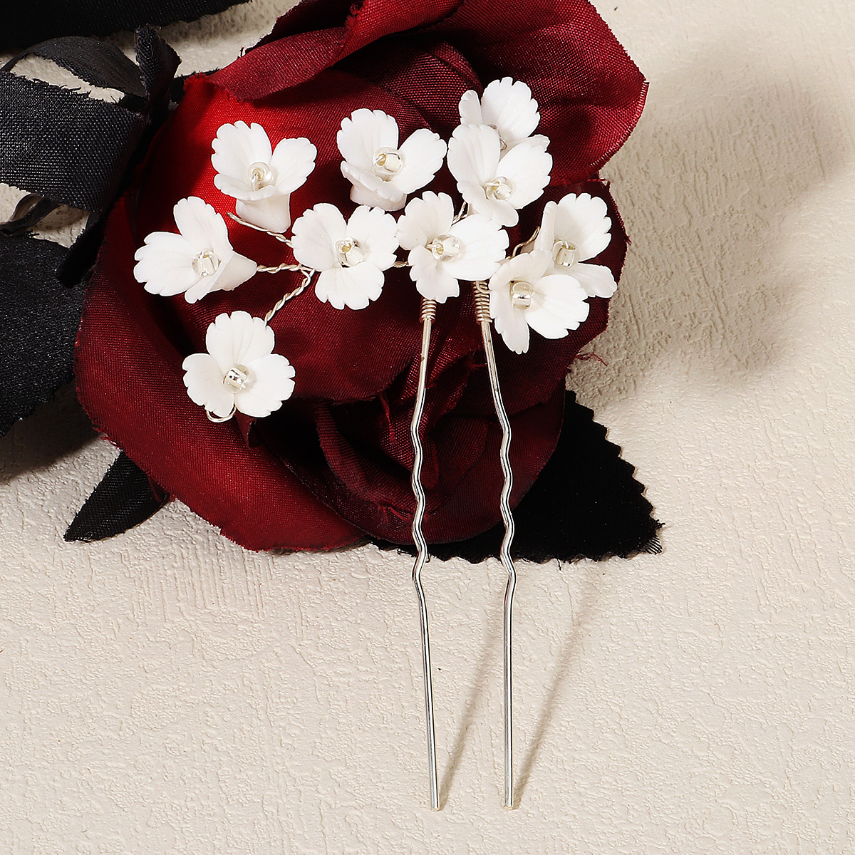 Épingles à cheveux en perles et strass pour femmes, couleur argent, bijoux de tête, bâton en cristal, accessoires pour cheveux de mariée, pince à cheveux de mariage