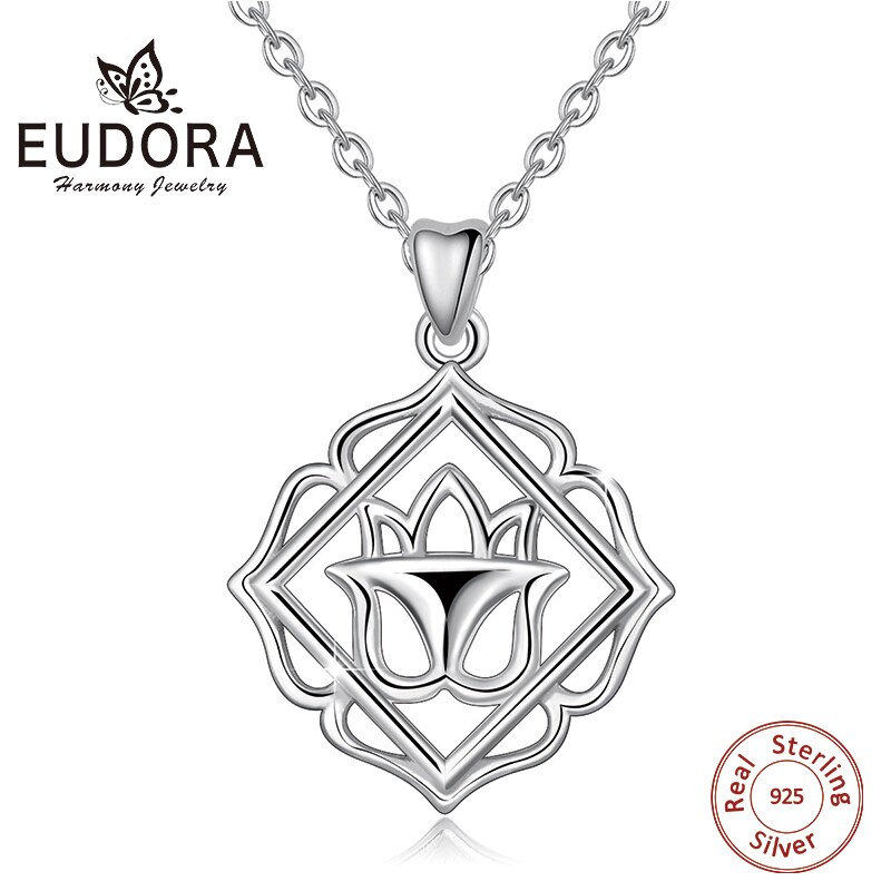 Eudora Unieke 925 Sterling Zilveren Lotus Hanger Yoga Ketting Bloem Lotus Charm Hangers Vrouwen Sieraden Voor Moeder Dochter D405