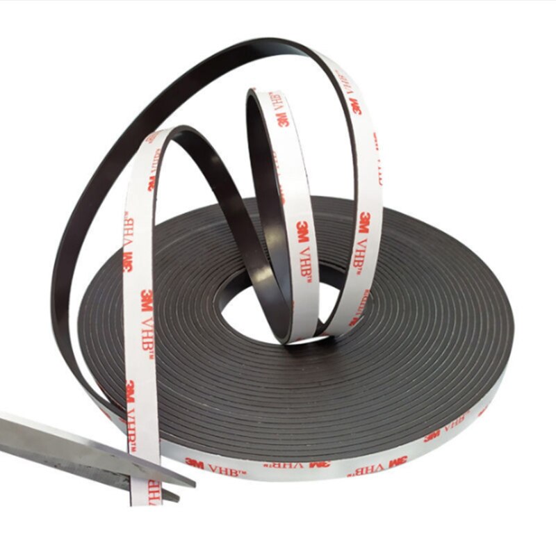 1 måler/parti 10*1 10*1.5 10*2mm selvklebende fleksibel myk magnetstrimmel gummimagnettape sterk fleksibel magnetstripe