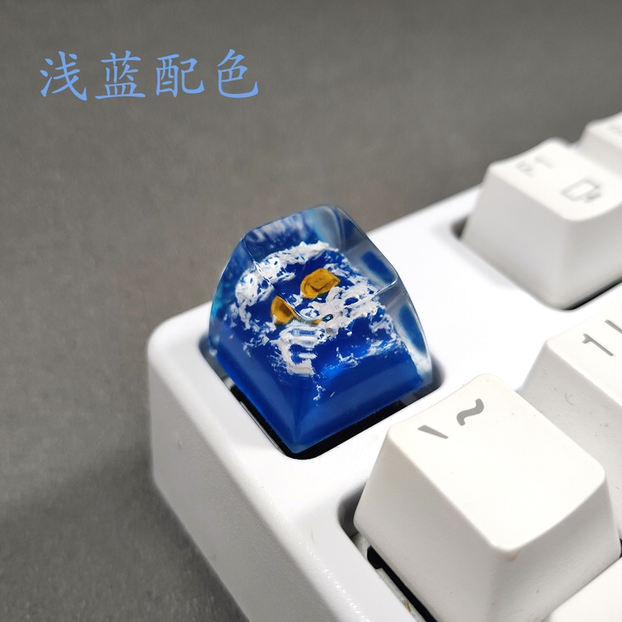 Blue Sea Wave Resin Backlight Keycaps For Cherry Mx Switch Mechanical Gaming Keyboard DIY Decoration Key Cap Replacement SA OEM: Sky Blue / OEM R4